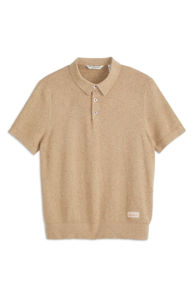 Scotch & Soda Textured Stitched Knit Polo, Main, color, Taupe