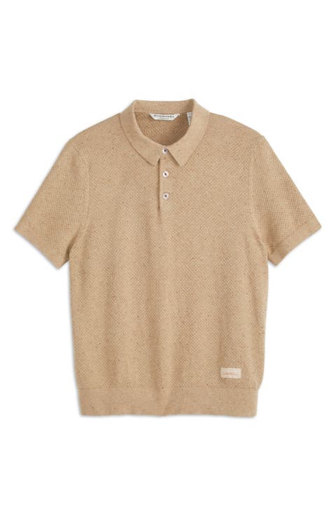 Textured Stitched Knit Polo