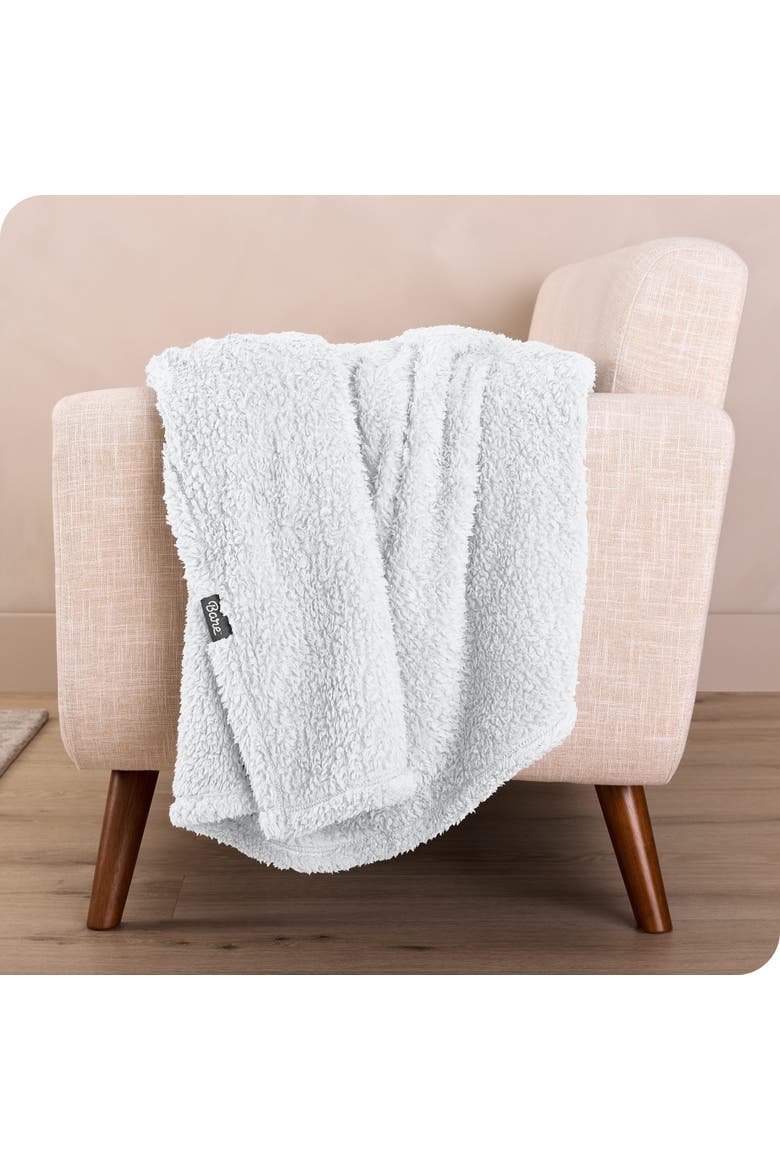 Solid Faux Shearling Blanket, Alternate, color, White