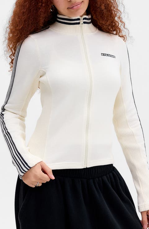 Trip Track Cotton Knit Full Zip Jacket