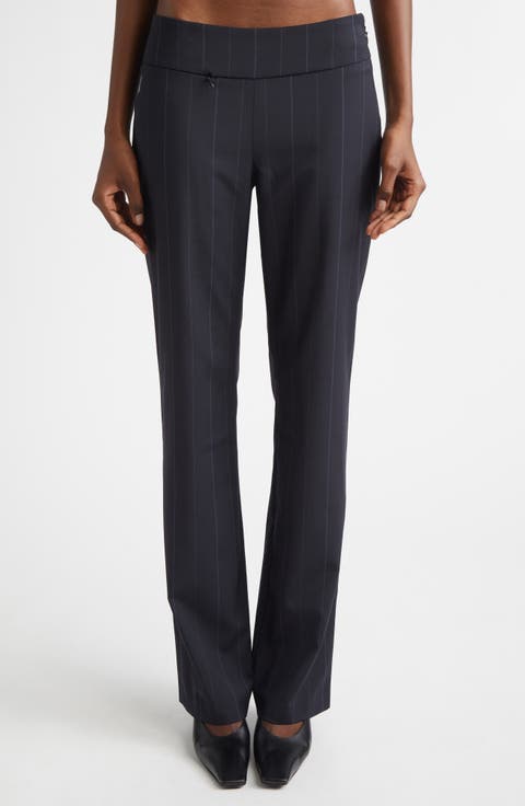 Saba Pinstripe Low Waist Straight Leg Pants