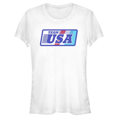 Juniors Lost Gods Retro Stripes USA Badge T Shirt