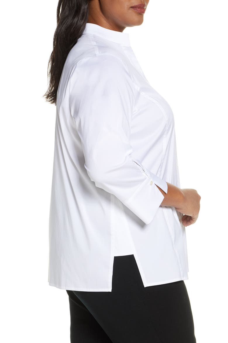 Button Front Shirt, Alternate, color, WHITE/ BLACK