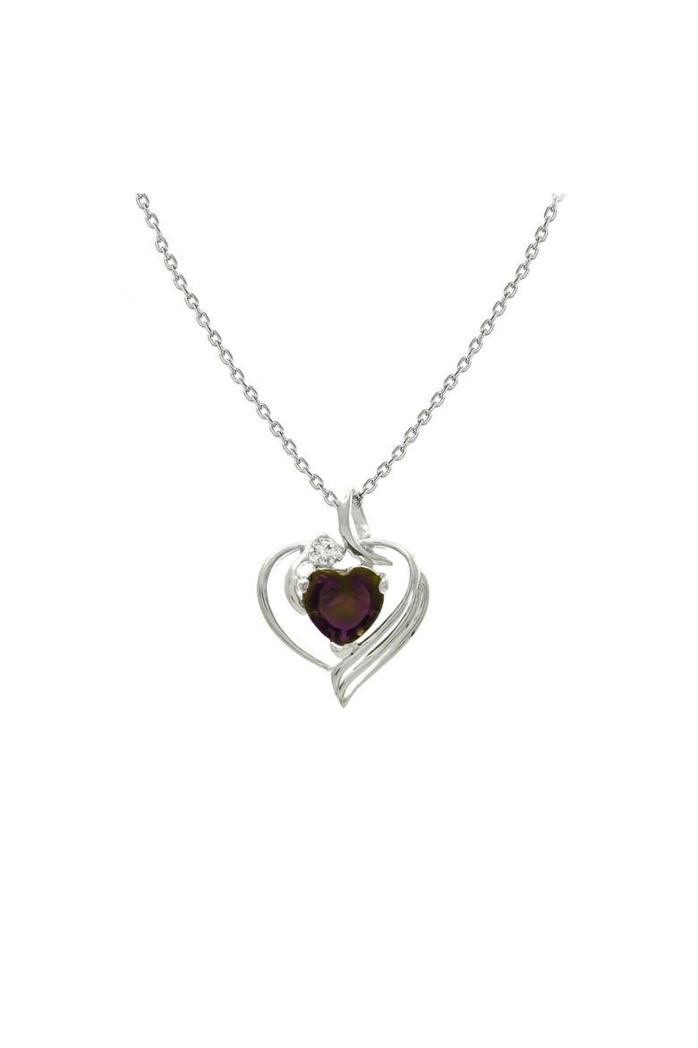 Sterling Silver Gemstone Heart Necklace, Main, color, Mystic