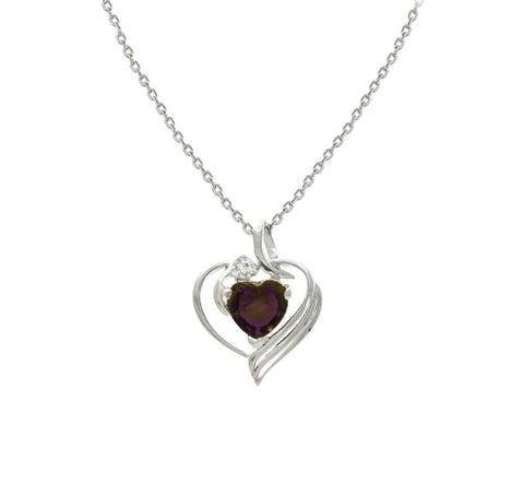 Sterling Silver Gemstone Heart Necklace