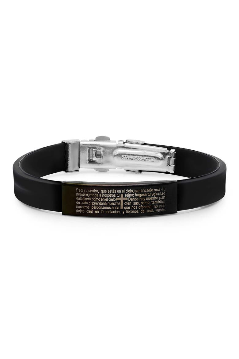 Men's Lord's Prayer ID Bracelet, Main, color, BLACK
