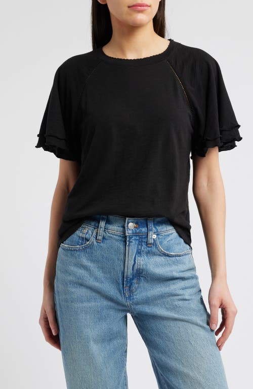 Wit & Wisdom Flutter Sleeve Top In Black