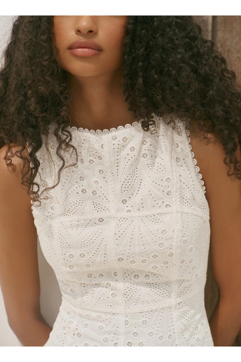 Cotton Broderie Midi Dress, Alternate, color, Ivory