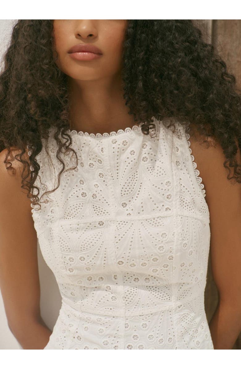 MINT VELVET Cotton Broderie Midi Dress, Alternate, color, Ivory