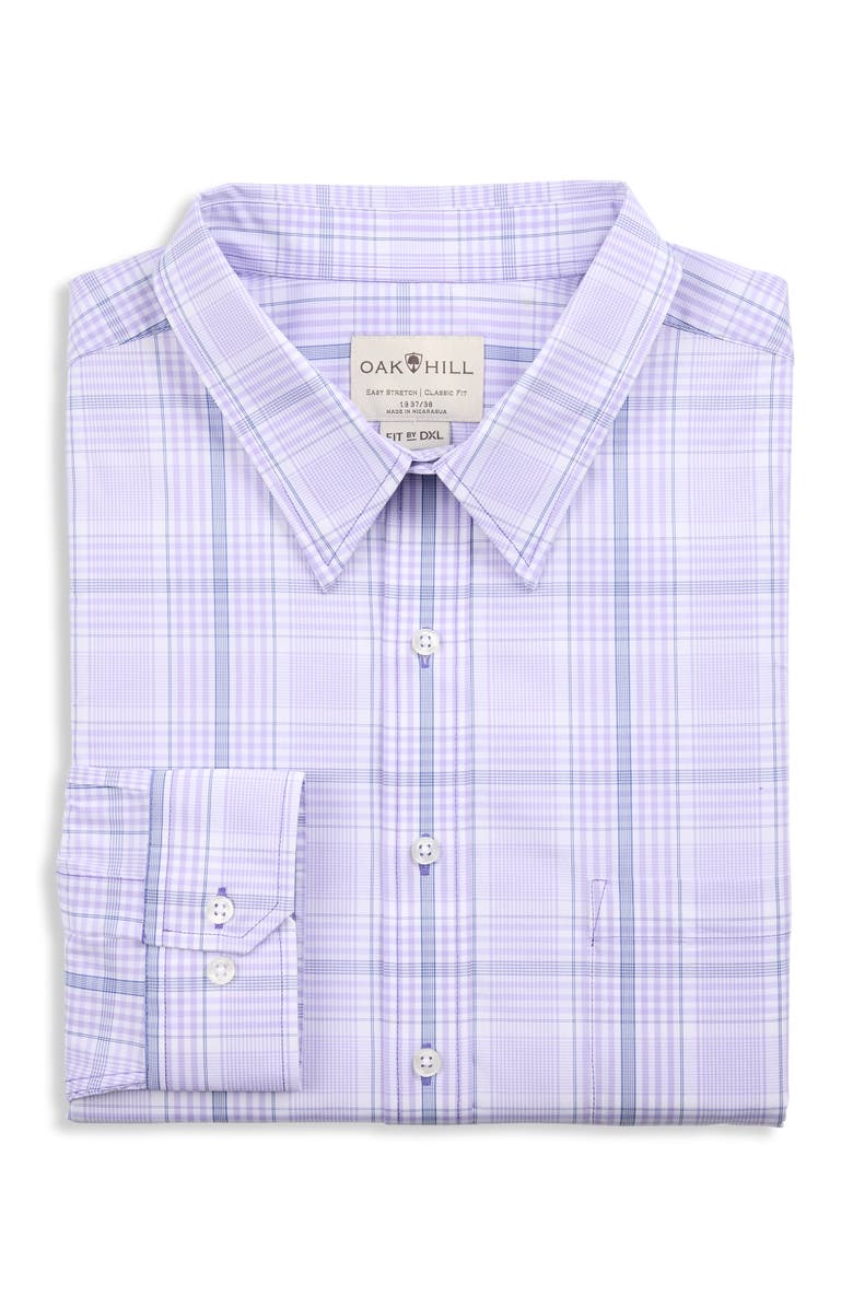 Oak Hill by DXL Big & Tall Plaid Dress Shirt, Main, color, Purple