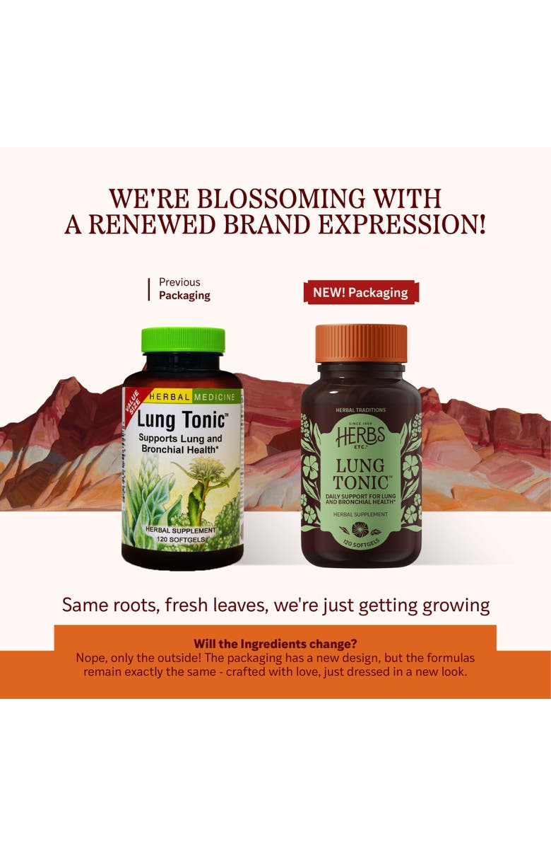 Herbs Etc. Lung Tonic Herbal Lung & Bronchial Support Softgels, 120 Count, Alternate, color, NO COLOR