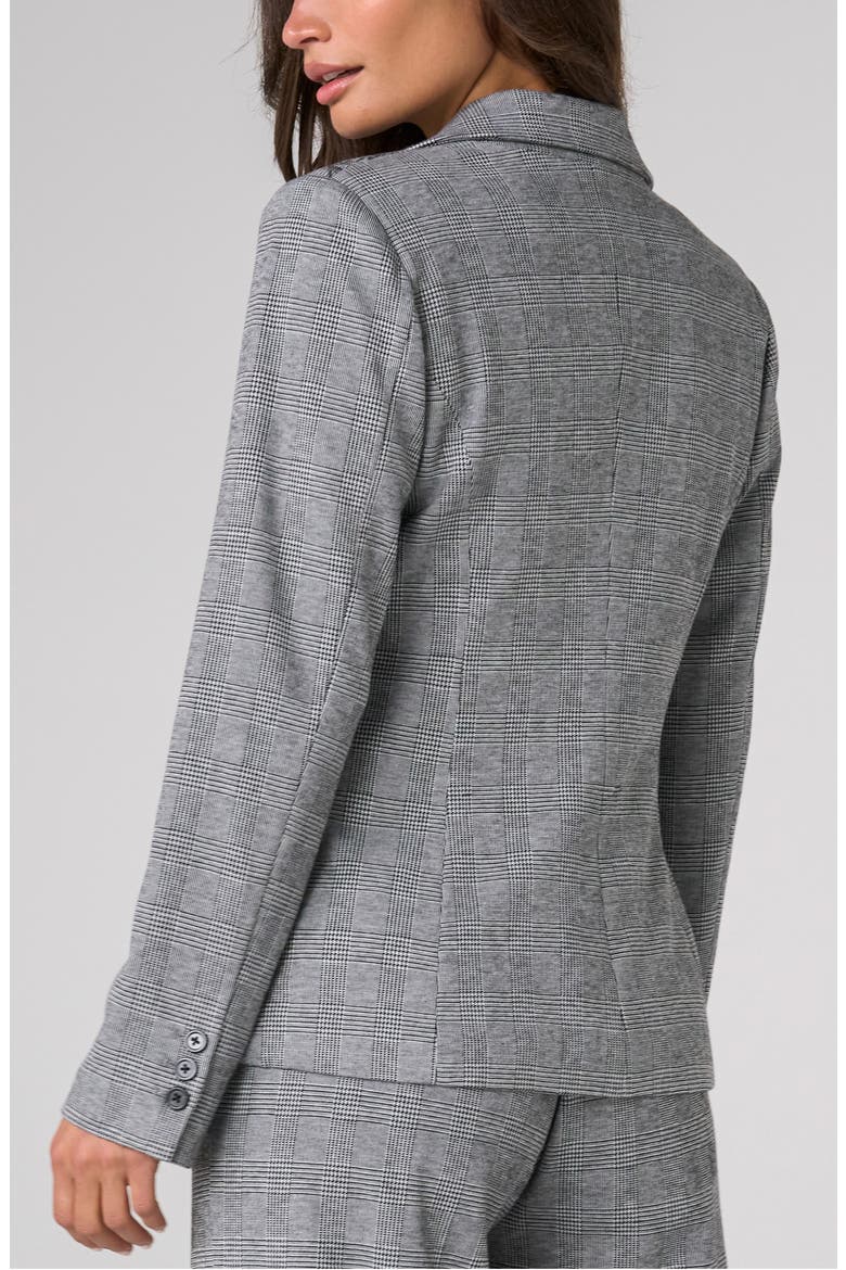 Floral Detail Glen Plaid Blazer, Alternate, color, BLACK/ WHITE