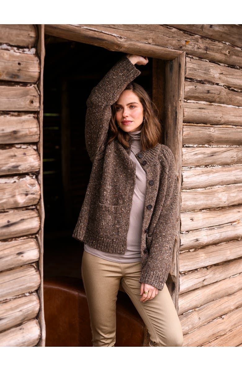 Celtic & Co. Donegal Funnel Neck Cardigan, Alternate, color, 