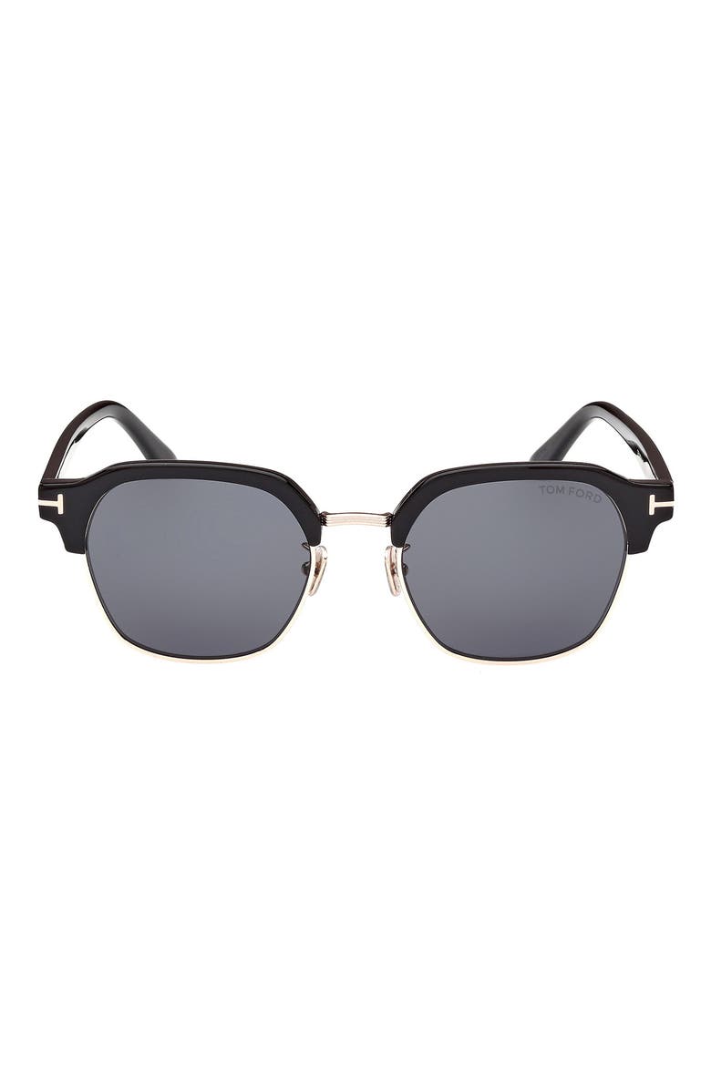 54mm Browline Sunglasses, Main, color, SHINY BLACK / SMOKE