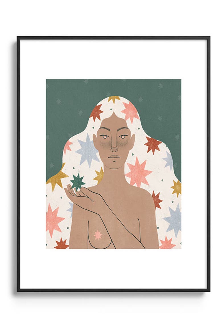Star Girl Framed Art Print, Main, color, BLACK TONES