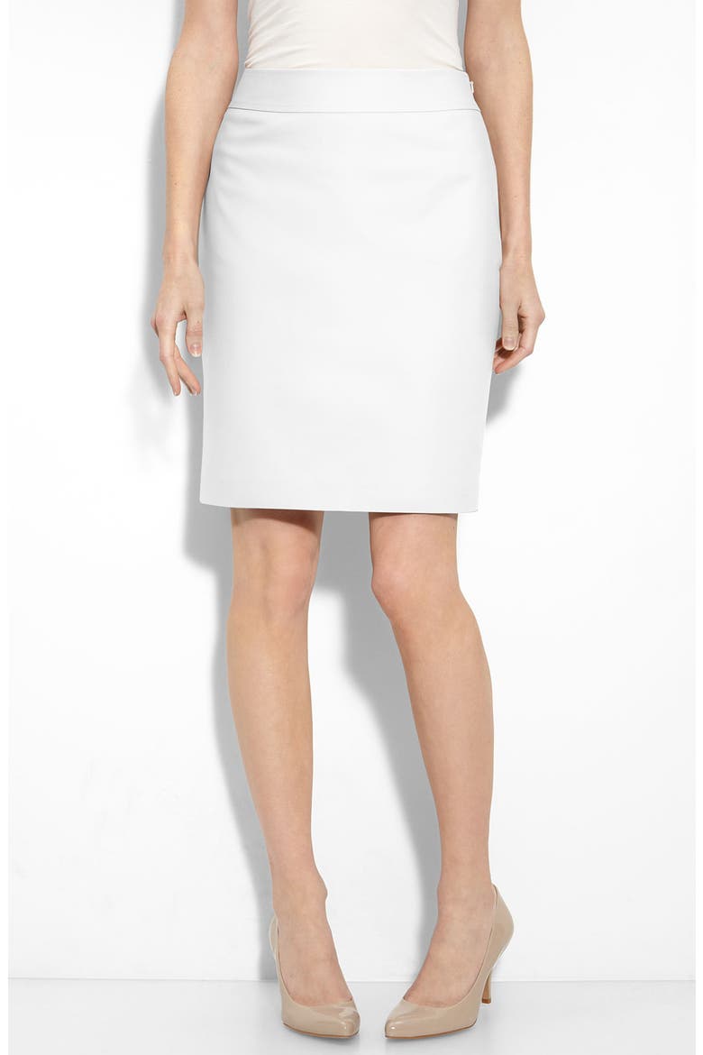 Cotton Sateen Pencil Skirt, Main, color, WHITE