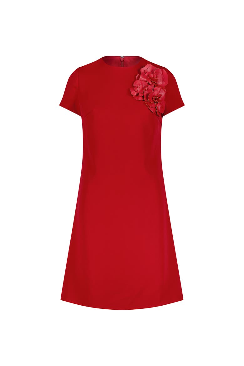 Crepe Cap Sleeve Mini Dress With 3D Flower Details, Alternate, color, Garnet
