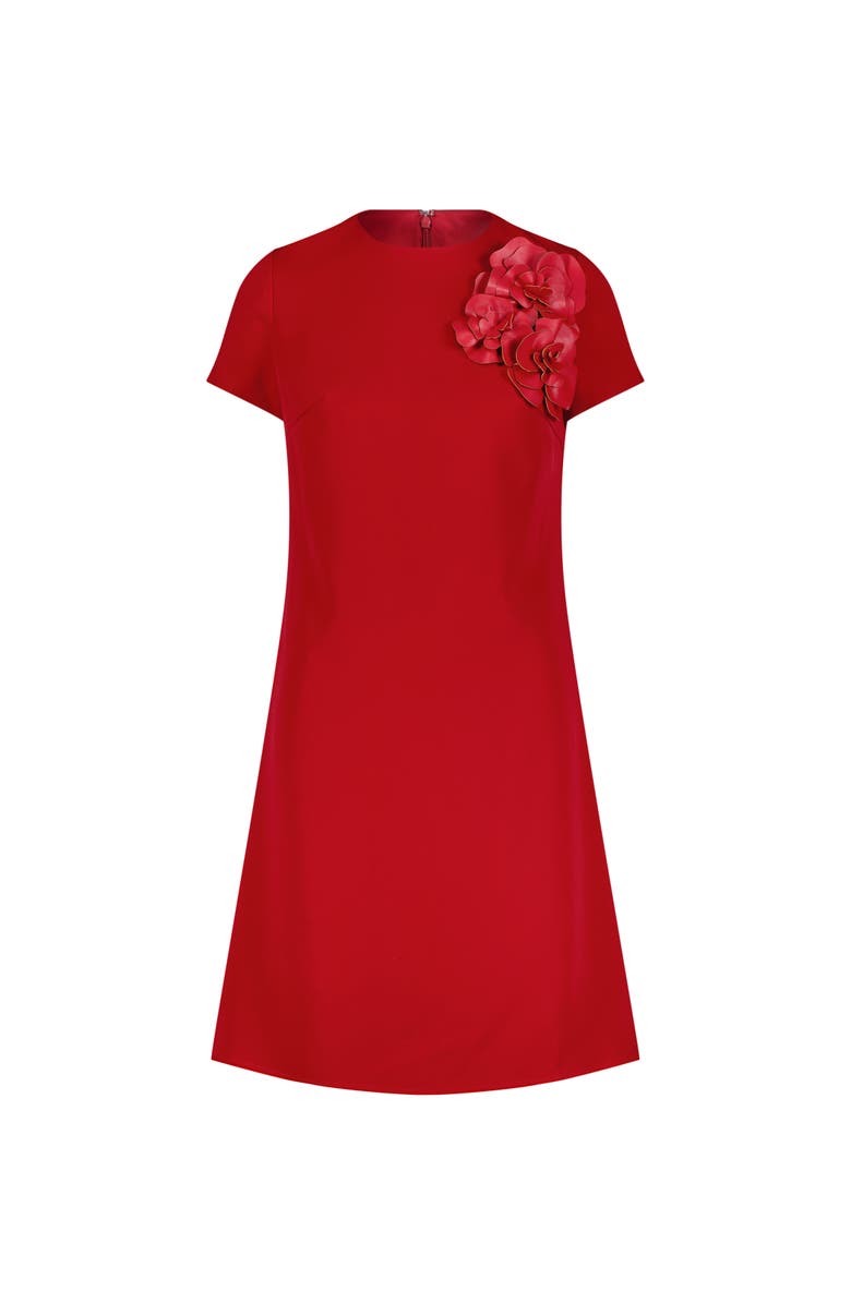 Mac Duggal Crepe Cap Sleeve Mini Dress With 3D Flower Details, Alternate, color, Garnet