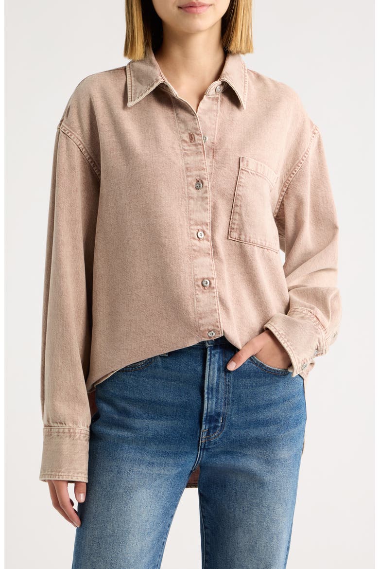 Connie Ultra Featherweight Denim Button-Up Shirt, Main, color, ROSE STONE