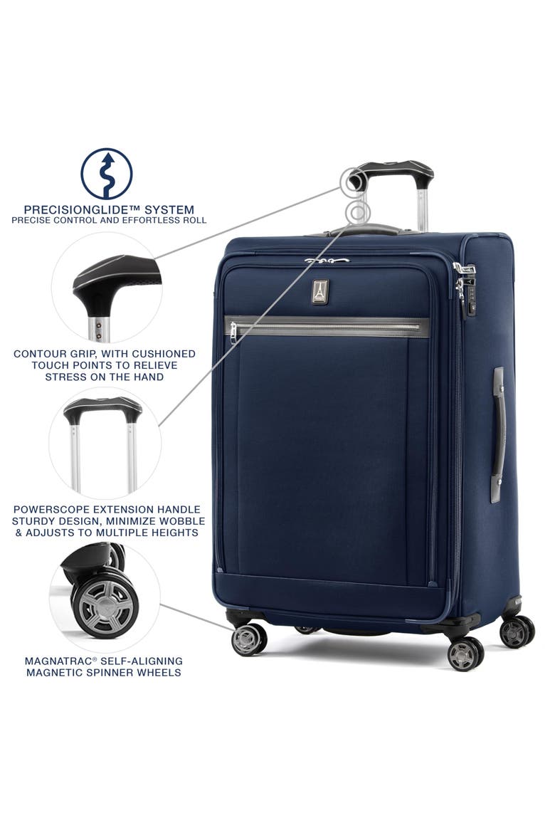 Platinum Elite Softside Expandable 29" Large Checked Spinner Luggage, Alternate, color, Dark Blue