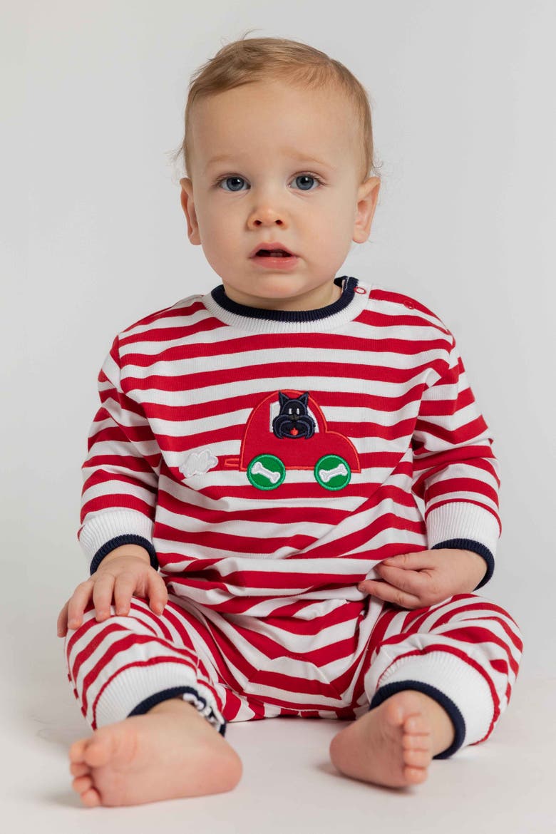 Stripe Knit Longall with Scotty Dog In Car, Alternate, color, Red & White Stripe