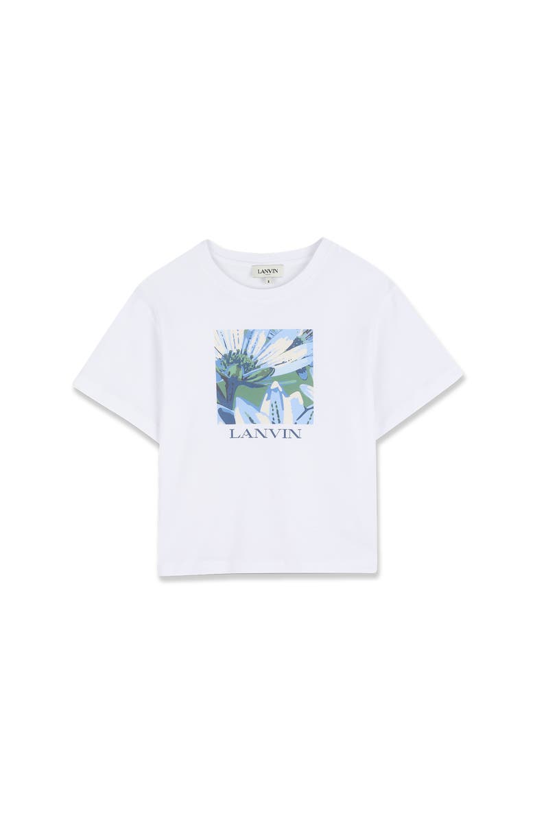 Lanvin Kids Daisy Print Cotton T-Shirt, Main, color, Optic White