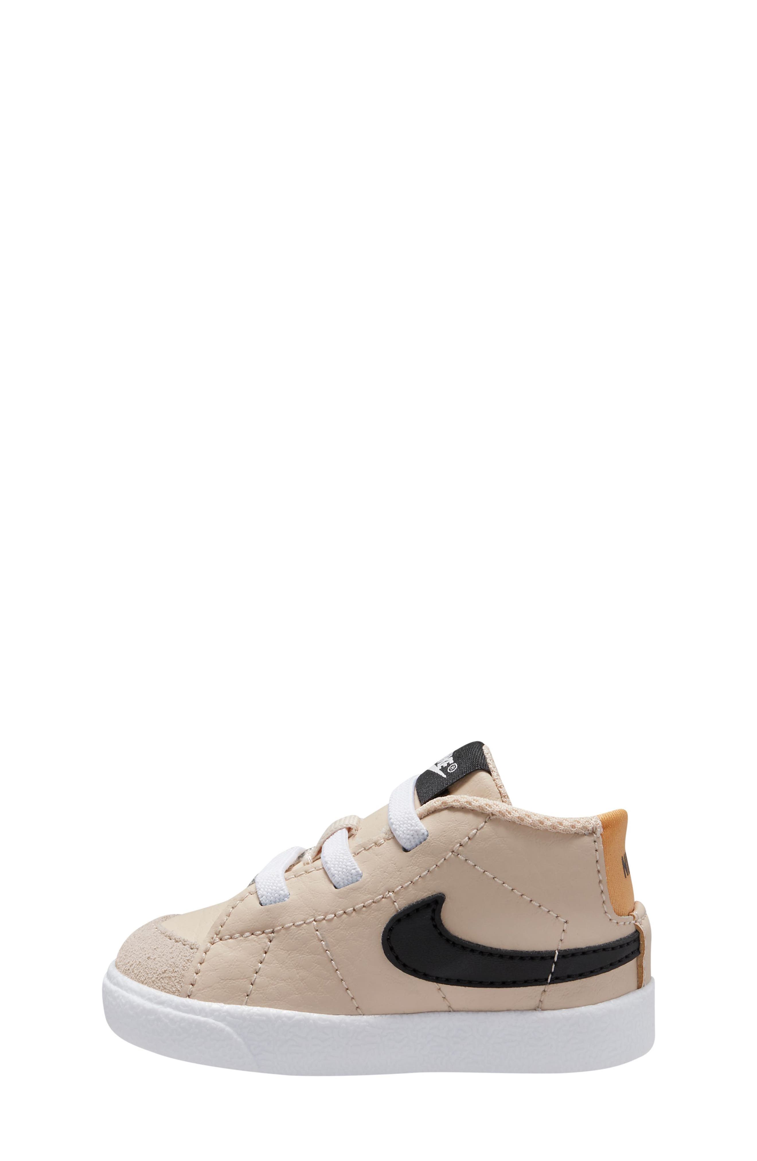 Blazer Mid Crib Shoe, Alternate, color, SANDDRIFT/ BLACK/ TWINE/ WHITE