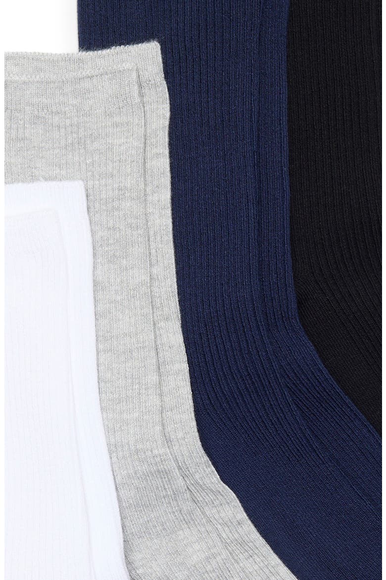 Assorted 4-Pack Everyday Rib Crew Socks, Alternate, color, NAVY MULTI PK