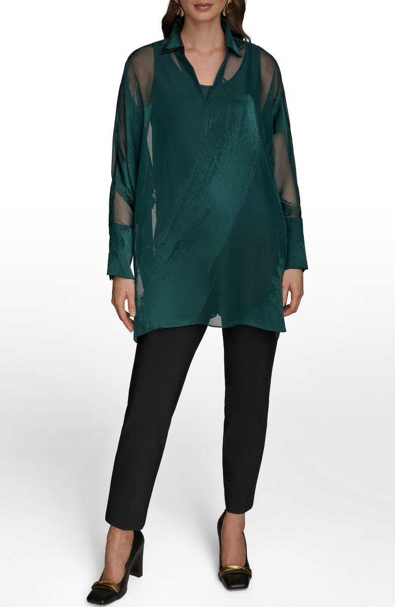 Donna Karan New York Brushstroke Burnout Tunic, Alternate, color, Hudson
