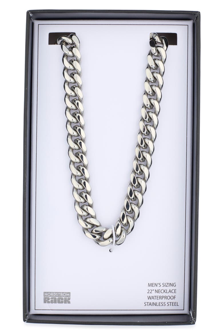 Men's Stainless Steel Curb Chain Necklace, Main, color, SILVER