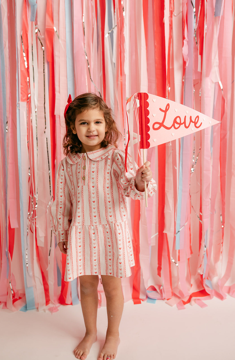 Little Paper Kids Isabel Sweetheart Stripe Dress, Alternate, color,