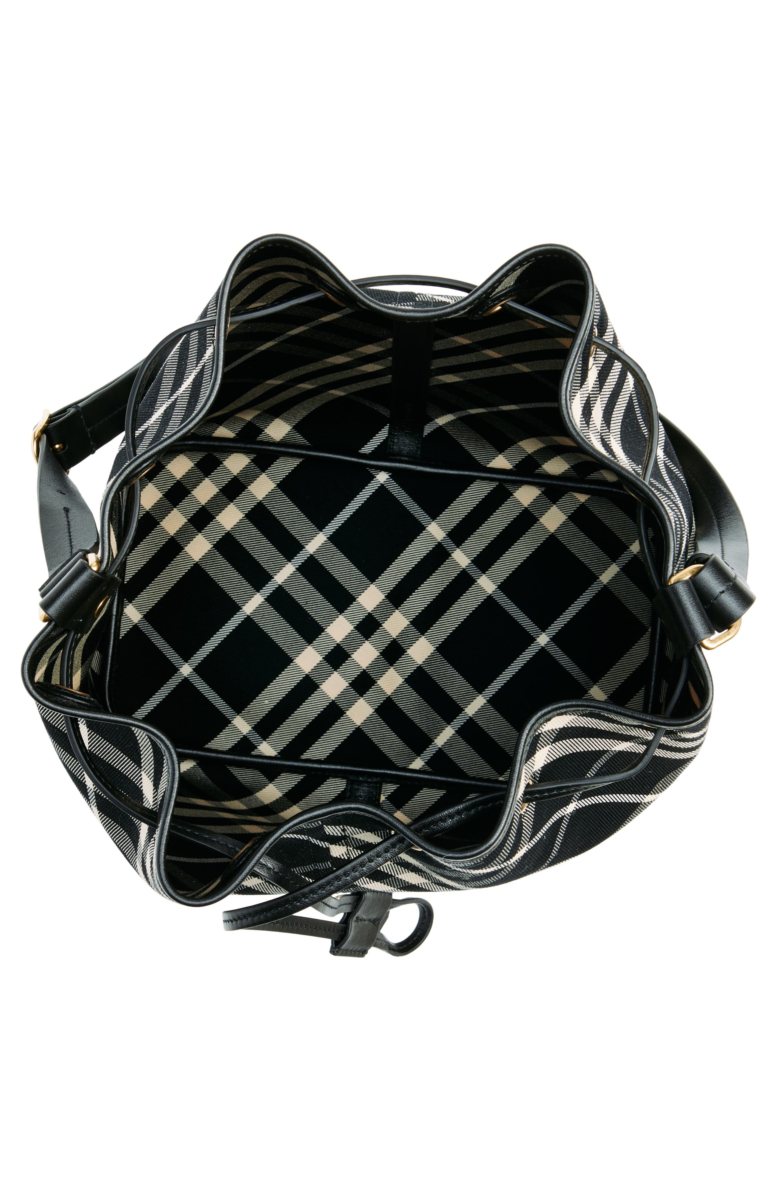 Burberry Medium Twill Drawstring Bucket Handbag, Alternate, color, 
