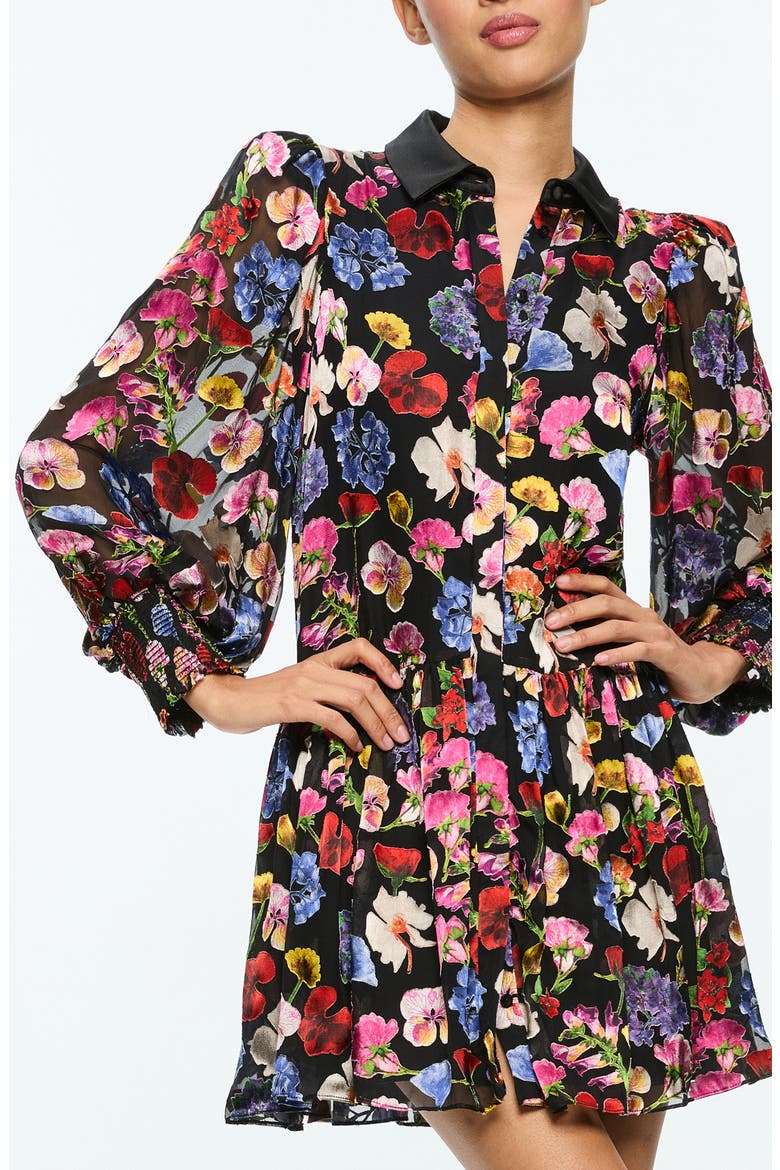 Bertha Floral Long Sleeve Mini Shirtdress, Alternate, color, TIMELESS BLOSSOM