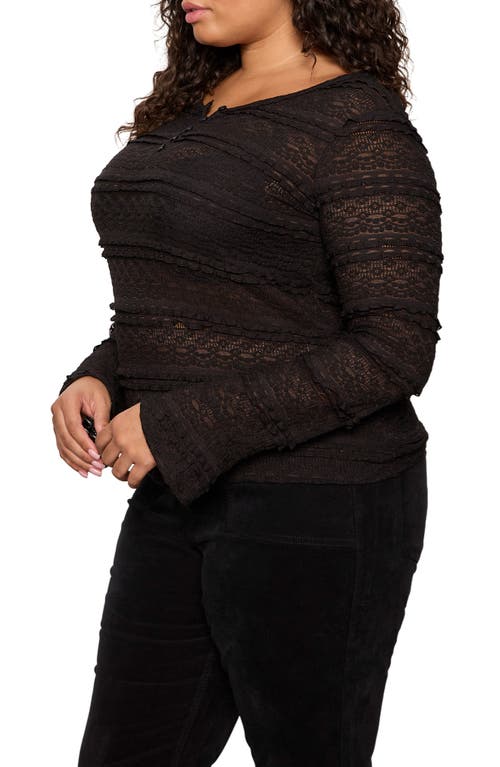 Sanctuary Lovely Lace Long Sleeve Shirt In Black