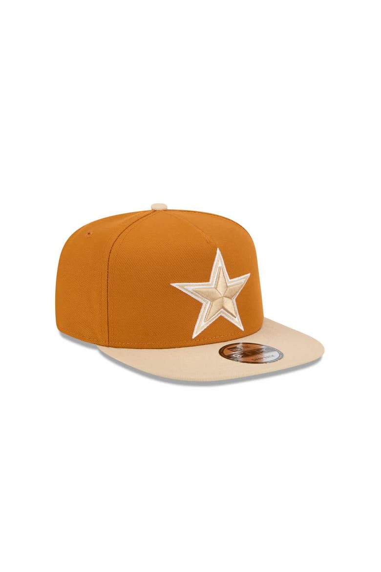 Men's New Era Brown/Light Beige Dallas Cowboys Two-Tone Color Pack A-Frame 9FIFTY Snapback Hat, Alternate, color, Brown