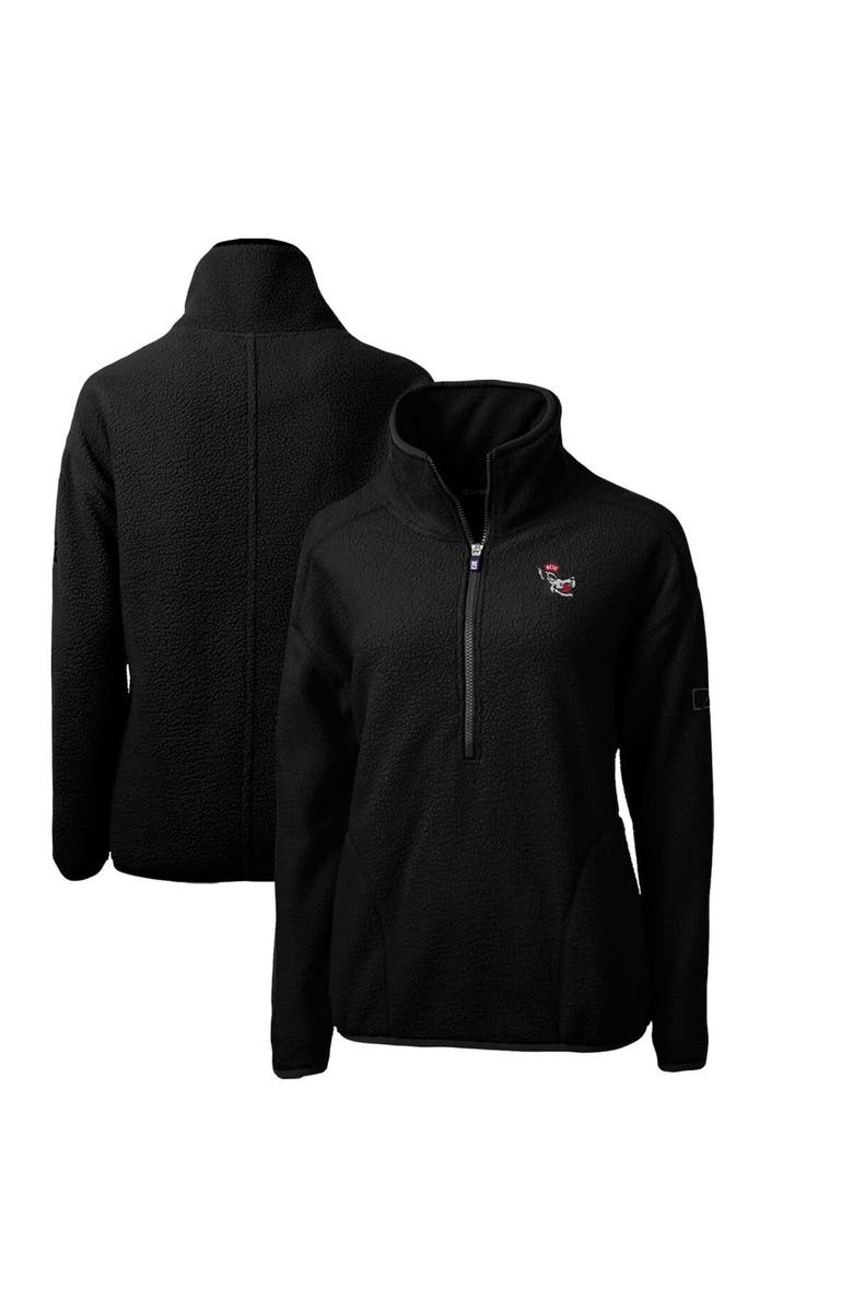 Cutter & Buck Women's Cutter & Buck Black NC State Wolfpack Cascade Eco Sherpa Fleece Half-Zip Pullover Jacket, Main, color,