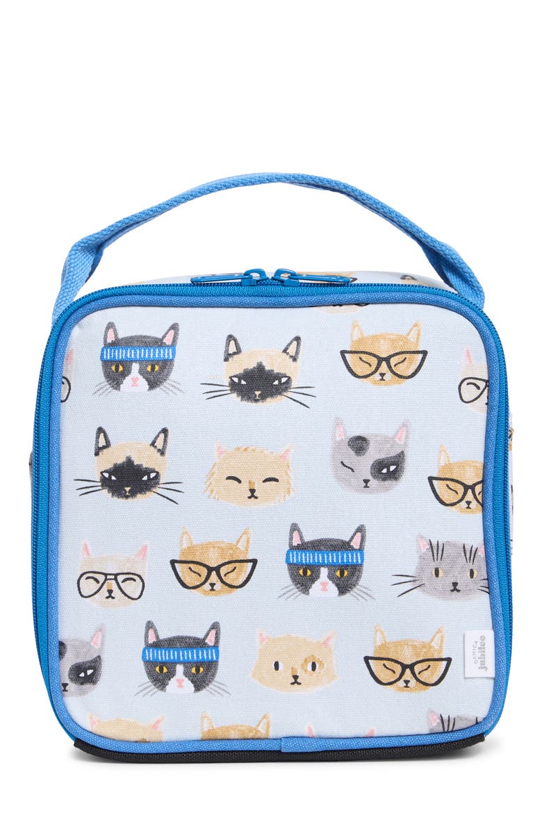 Let's Do Lunch Feline Fine Insulated Lunch Bag, Main, color, BLUE MULTI