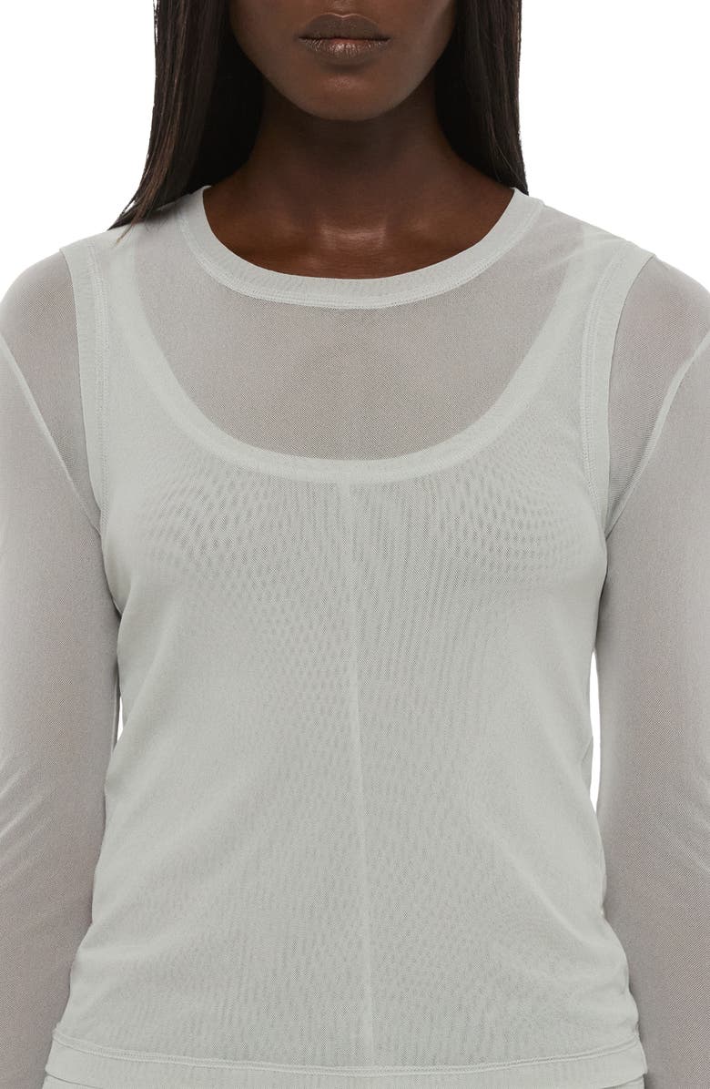 Helmut Lang Layered Mesh Long Sleeve T-Shirt, Alternate, color, Aqua Gray