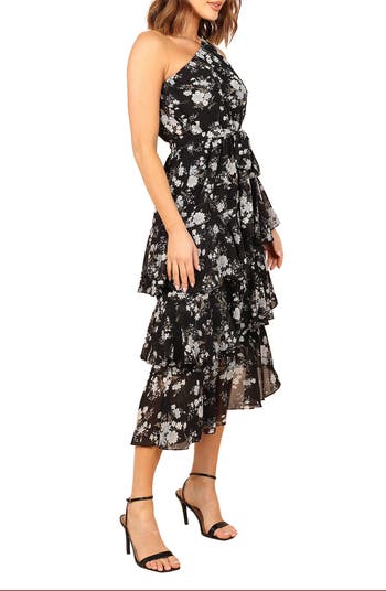 Petal Pup Brigette Floral One-Shoulder Tiered Midi Dress Nordstrom