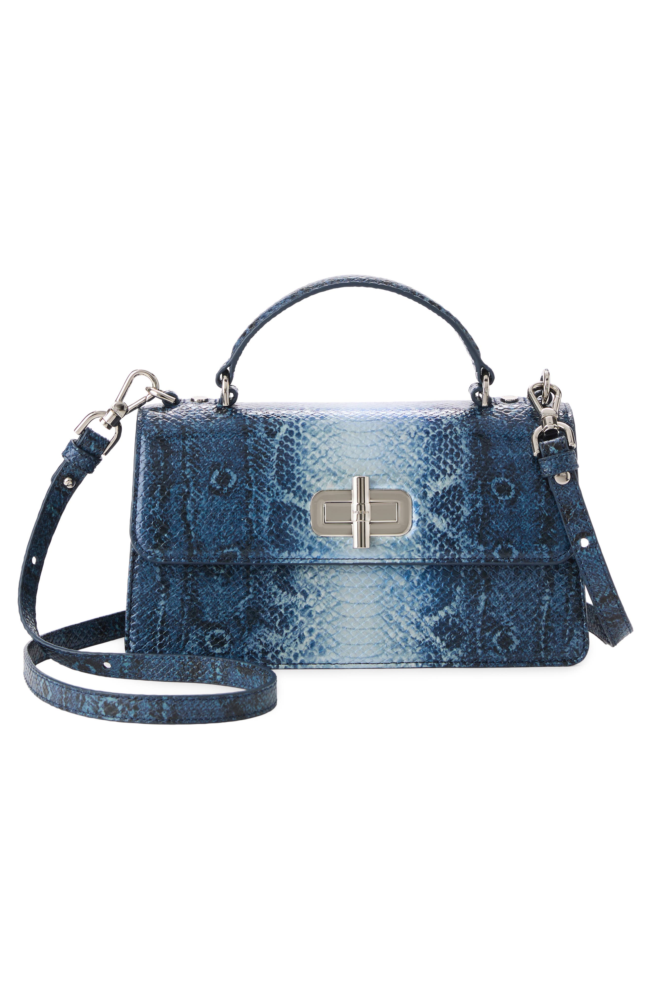 Genie Embossed Leather Top Handle Bag, Alternate, color, VINTAGE INDIGO