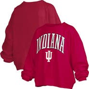 PRESSBOX Women's Pressbox Crimson Indiana Hoosiers Janise Arch Over Logo Waist Length Oversized Pullover Sweatshirt