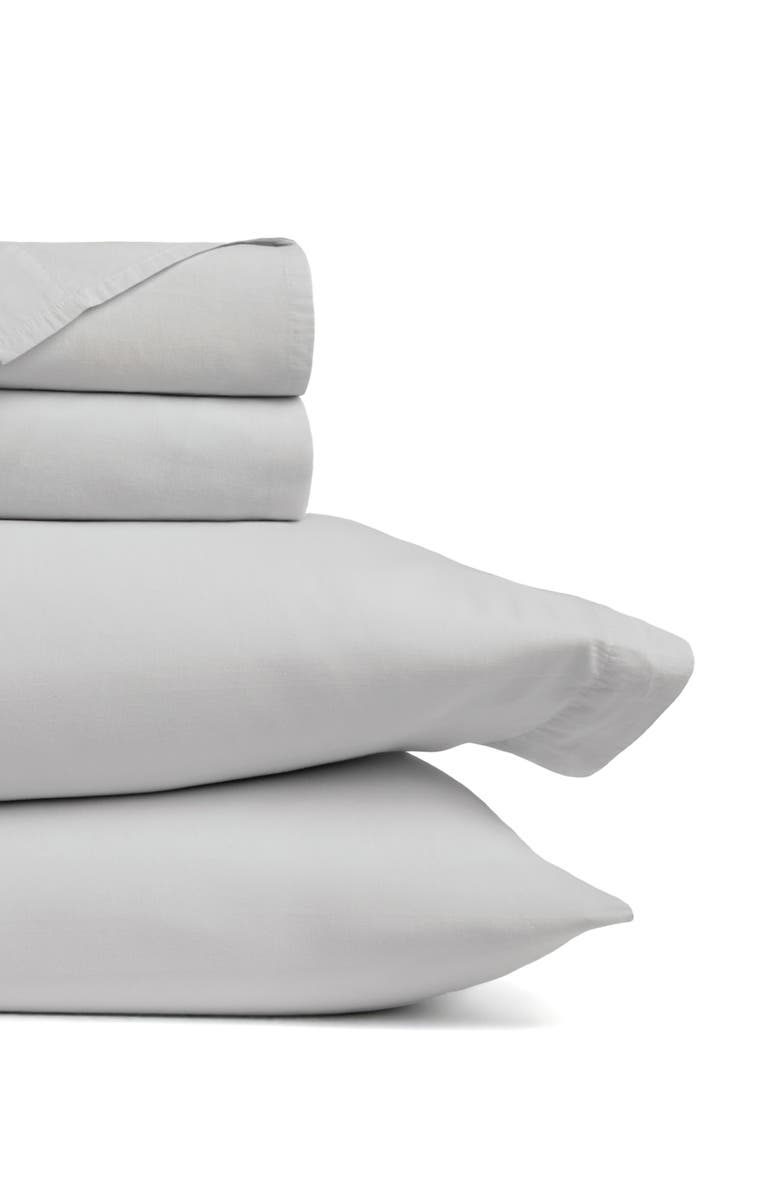 HOMESPUN Solid Cotton Percale Sheet Set, Alternate, color, Light Gray