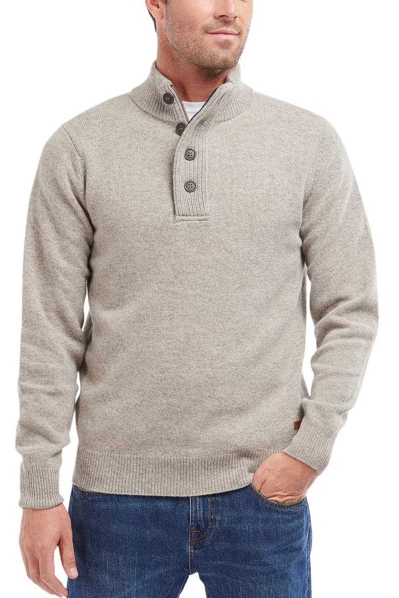 Patch Wool Quarter Zip Pullover, Main, color, STONE