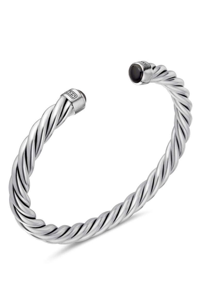 David Yurman Men's Cable Cuff Bracelet in Sterling Silver with Semiprecious Stone, 6mm, Alternate, color, Silver