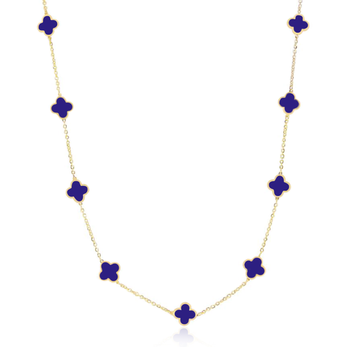 The Lovery Fine Jewelry Mini Lapis Clover Necklace In Blue