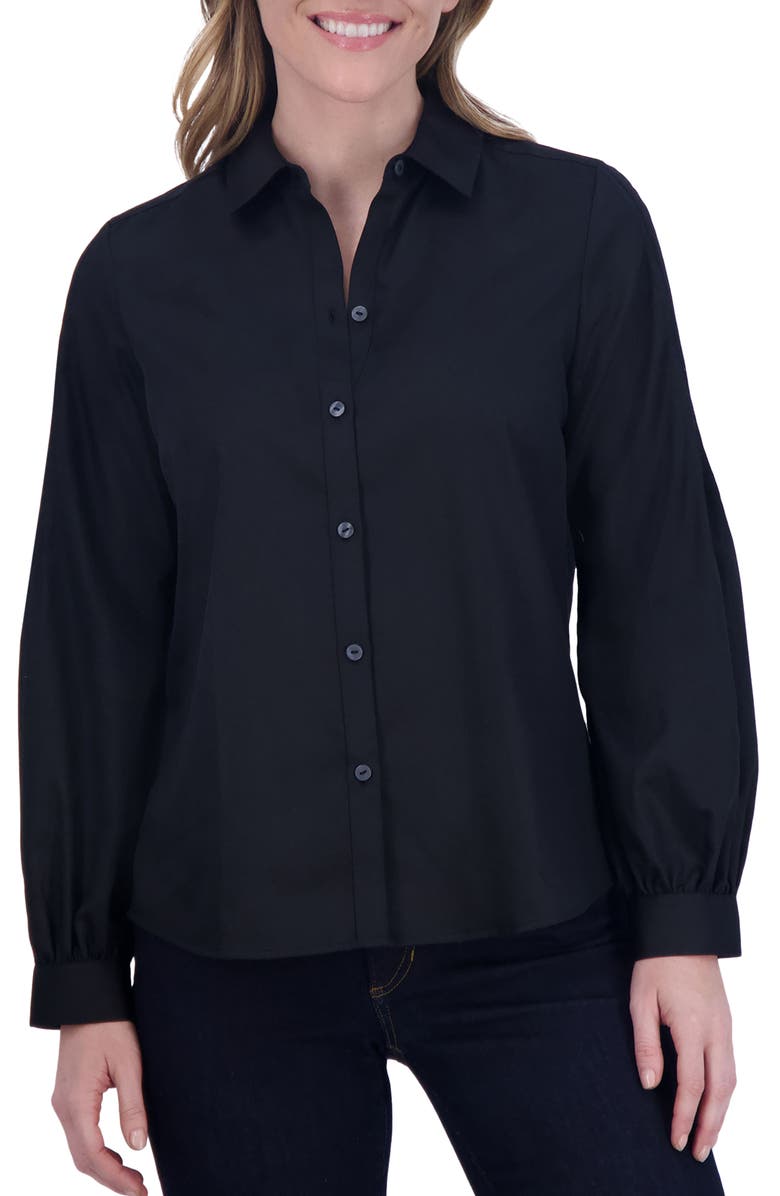 Foxcroft Audrey Cotton Blend Sateen Button-Up Shirt, Main, color, 