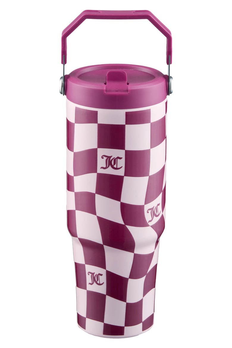 Flip Flow 30-Ounce Stainless Steel Tumbler, Main, color, PINK WAVY CHECK