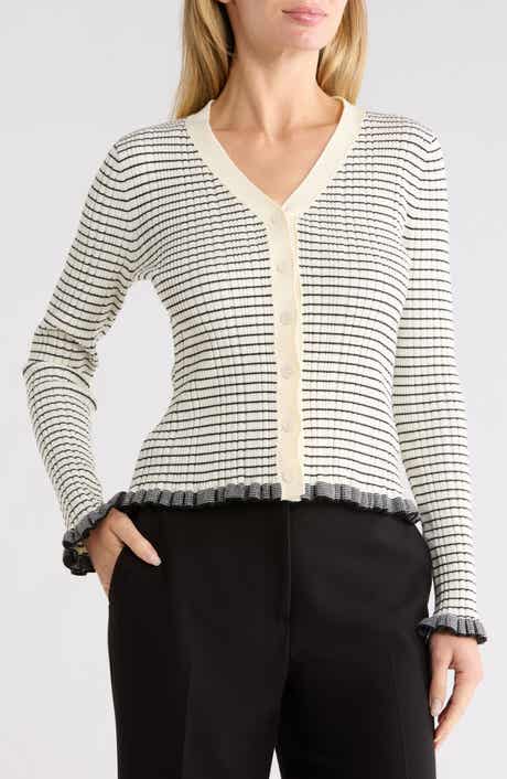 Striped Ruffle Cuff Cardigan