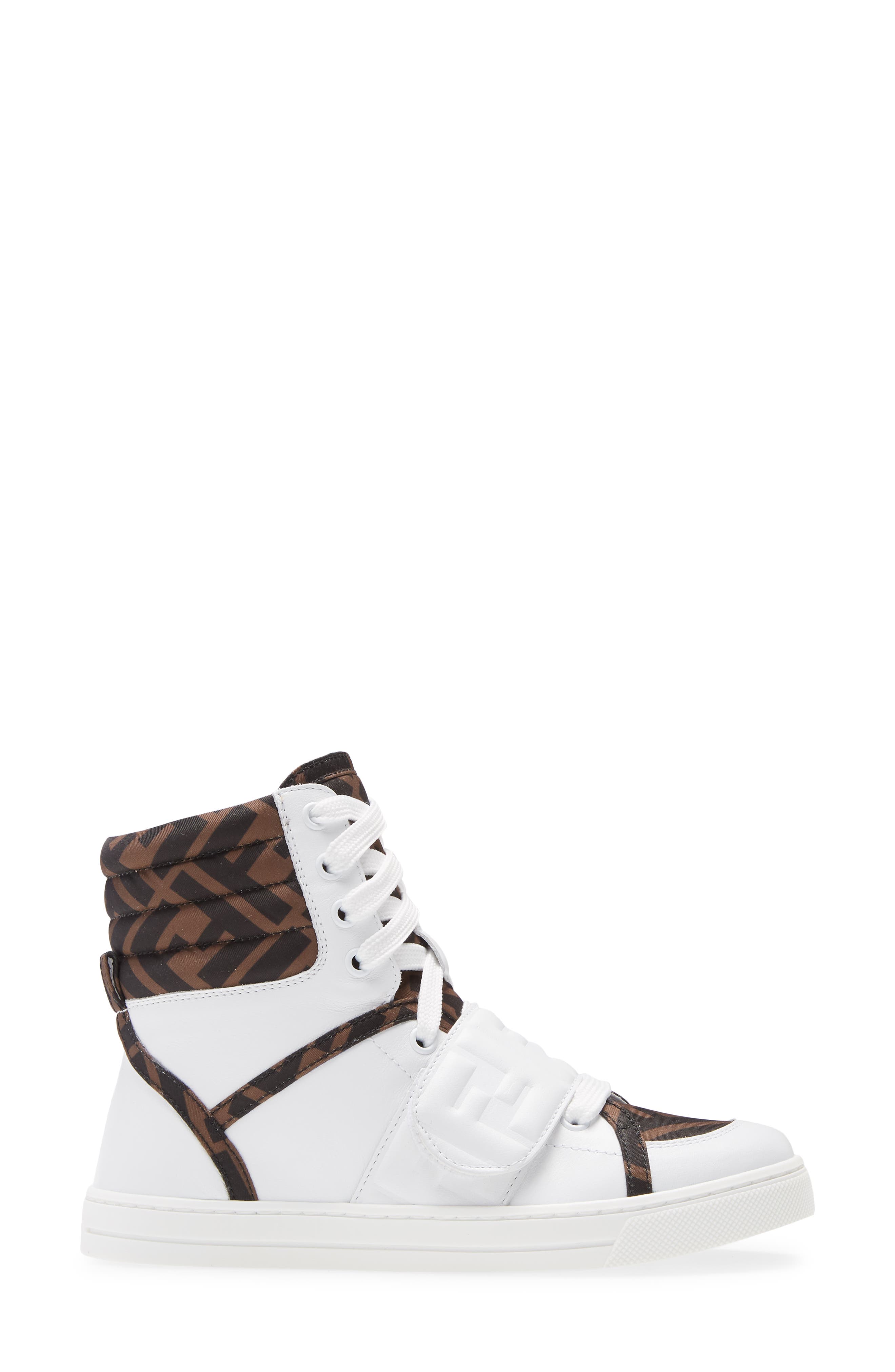 Fendi FF Logo High Top Sneaker, Alternate, color, 