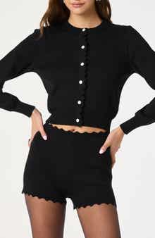 ASTR the Label Scalloped Placket Crop Cardigan